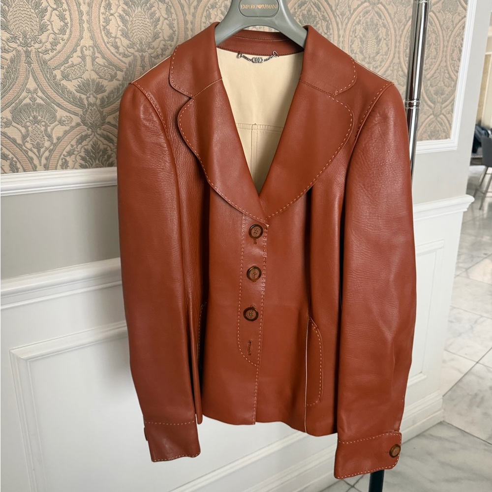 Ferragamo Brown Leather Jacket